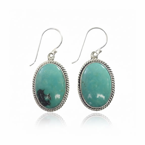 Real 925 Sterling Silver Drop Dangle Earring For Women, Unique Tribal Ethnic Designer Modern Fashion Natural Turquoise Gemstone Handmade Party Jewelry, Gift Earring, December Stone