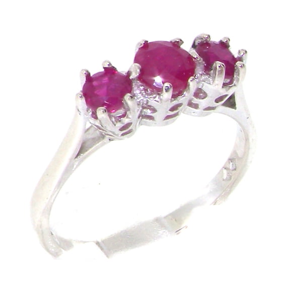 Real 925 Sterling Silver Natural Ruby Womens Anniversary Ring - Size 6.25