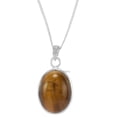 thumbnail image 1 of Real 925 Sterling Silver Necklace For Women, Genuine Cabochon Oval Tiger Eye Gemstone Amazing Handcrafted Necklace Gift For Her, 1 of 4
