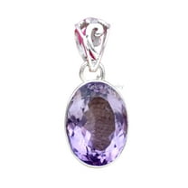 Real 925 Sterling Silver Pendant For Men Women, Genuine Amethyst Faceted Oval Gemstone Unique Handcrafted February Birthstone Pendant