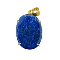 Real 925 Sterling Silver Pendant For Women Men, Genuine Lapis Lazuli Oval Gemstone Unique Handcrafted Yellow Gold Vermeil Pendant