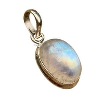 Real 925 Sterling Silver Pendant For Women Men, Natural Rainbow Moonstone Oval Gemstone Unique Handcrafted June Birthstone Jewelry