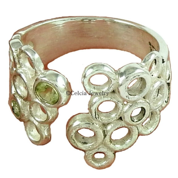 Real 925 Sterling Silver, Peridot Genuine Gemstone Ring, Womens Designer Band Ring, Adjustable Ring, Statement Ring, Antique Ring, Valentines Day Gifts For Her, Mothers Day&nbsp;Gifts (peridot, 7)