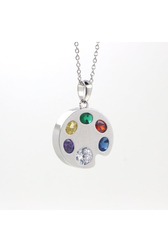 Real 925 White Gold Plating Multi-Color CZ Pendant with Chain Women Jewelry with Gift Packing