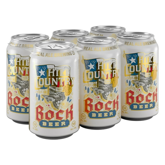 Real Ale Hill Country Bock Craft Beer, 6 Pack, 12 fl oz Cans, 4.9% ABV