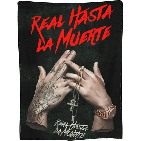 Real Anuel Hasta Aa La Muerte Blanket Flannel Throw Blanket for Couch Sofa Bed Funny Graphic Cover Blanket Comfortable Air Conditioning Blankets All Season 60"X50"
