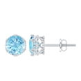 thumbnail image 1 of Rosec Jewels Aquamarine Solitaire Stud Earrings with Screw Back - 6 mm - AAA Quality - March Birthstone - Ready to Gift for Birthday, 14K White Gold, 1 of 7