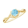 thumbnail image 1 of Rosec Jewels Real Aquamarine Solitaire Ring for Women, March Birthstone Ring - AAA Grade, 10K Yellow Gold, US 5.00, 1 of 8