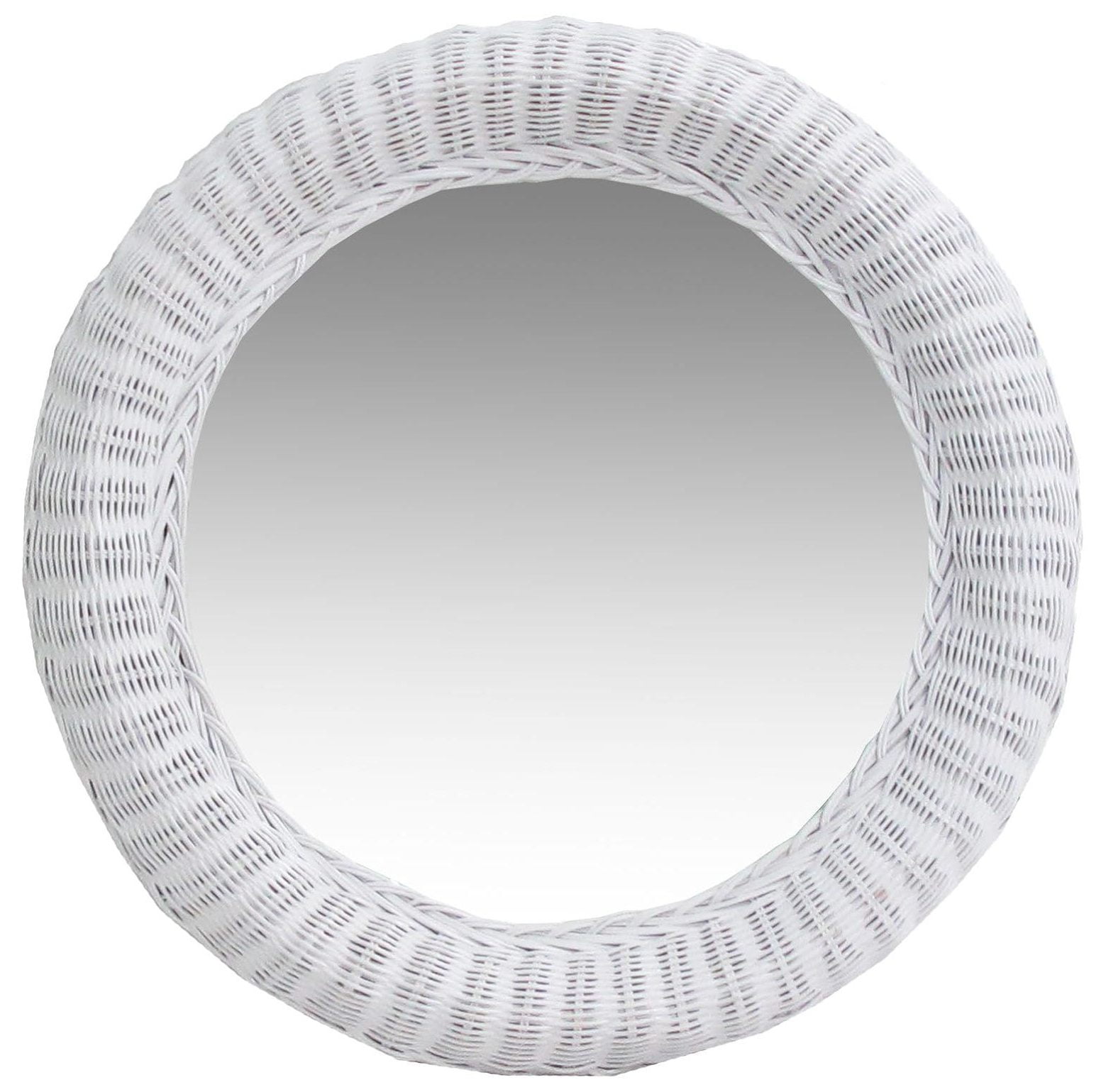 White outlets rattan mirror