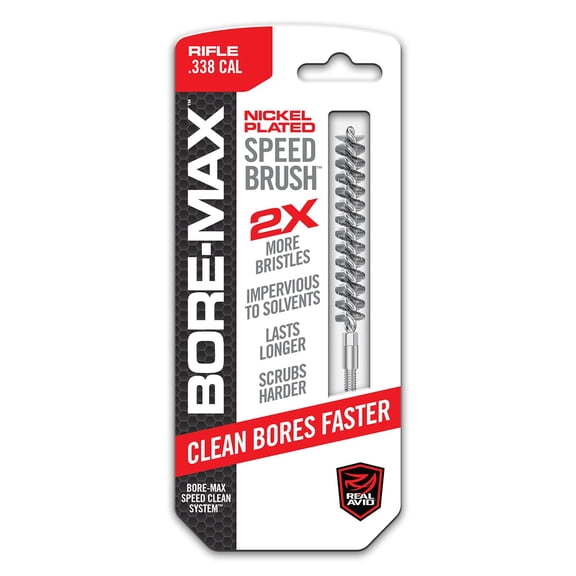 Real Avid AVBMSB338 Bore-Max Speed Brush 338 Cal Rifle Firearm 8-32" Thread Bronze Bristles