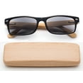 thumbnail image 1 of Real Bamboo Reading Glasses Spring Hinge Genuine Bamboo Rectangular Reader w/Case, 1 of 3