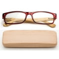 thumbnail image 1 of Real Bamboo Reading Glasses Spring Hinge Genuine Bamboo Rectangular Reader w/Case, 1 of 3