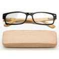 thumbnail image 1 of Real Bamboo Reading Glasses Spring Hinge Genuine Bamboo Rectangular Reader w/Case, 1 of 3