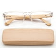 thumbnail image 1 of Real Bamboo Reading Glasses Spring Hinge Genuine Bamboo Rectangular Reader w/Case, 1 of 3