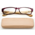 thumbnail image 1 of Real Bamboo Reading Glasses Spring Hinge Genuine Bamboo Rectangular Reader w/Case, 1 of 3