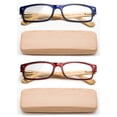 thumbnail image 1 of Real Bamboo Reading Glasses Spring Hinge Genuine Bamboo Rectangular Reader w/Case, 1 of 4