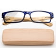 thumbnail image 1 of Real Bamboo Reading Glasses Spring Hinge Genuine Bamboo Rectangular Reader w/Case, 1 of 3