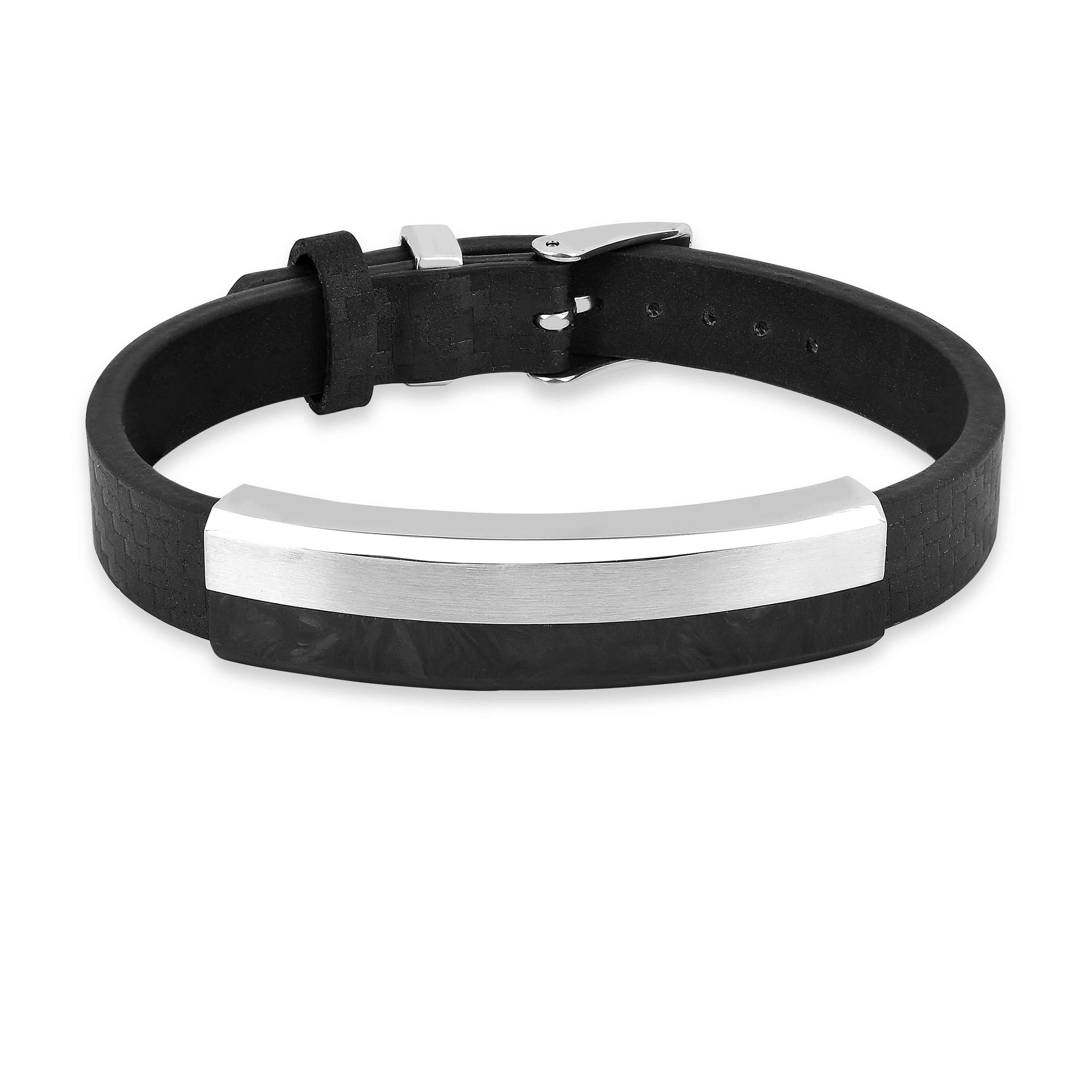 Real Black Carbon Fiber Leather Bracelet for Mens Birthday Gift with stainless steel clasp