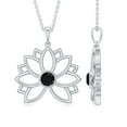 thumbnail image 1 of Rosec Jewels Real Black Diamond Floral Pendant Necklace for Women - AAA Quality, 14K White Gold, 1 of 8