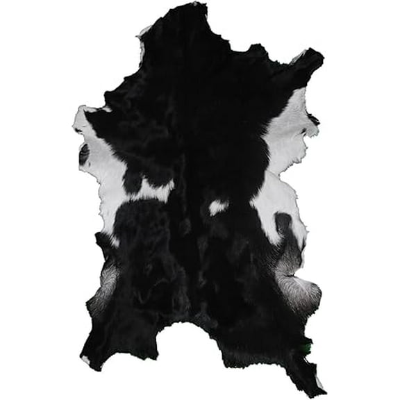 Real Black Goat Skin, Elegant Goat Hide Rug, Hair on Leather Hides Rug | Soft and Authentic Goat Skin Rug Throw for Modern, Minimalist Living Room and Bedroom Interiors