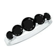 thumbnail image 1 of Rosec Jewels Natural Black Onyx Ring for Women - 5 Stone Anniversary Band - AAA Quality - Ready to Gift with Jewelry Box, 10K White Gold, US 3.00, 1 of 7