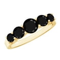 thumbnail image 1 of Rosec Jewels Natural Black Onyx Ring for Women - 5 Stone Anniversary Band - AAA Quality - Ready to Gift with Jewelry Box, 14K Yellow Gold, US 10.00, 1 of 8