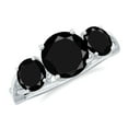 thumbnail image 1 of Rosec Jewels Black Onyx 3 Stone Engagement Ring for Women - December Birthstone Ring - AAA Quality - with Jewelry Box, 925 Sterling Silver, US 4.00, 1 of 7