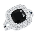 thumbnail image 1 of Rosec Jewels Real Black Onyx Cushion Cut Engagement Ring with Double Halo - Black Onyx Ring for Women (8 mm, AAA Grade), 925 Sterling Silver, US 11.00, 1 of 9