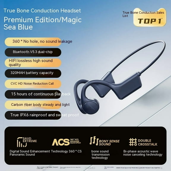Real Bone Conduction Bluetooth Headset Non In-ear Waterproof