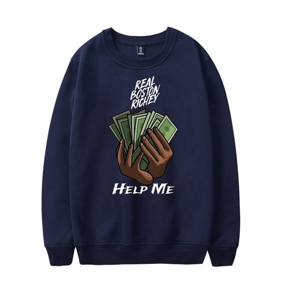 Real Boston Richey Merch Help Me Album Crewneck Sweatshirt Album Unisex Fashion Long Sleeve Top