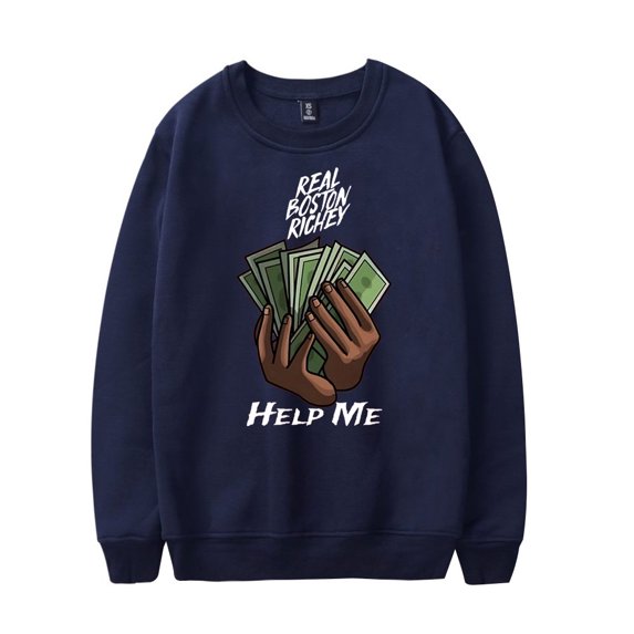 Real Boston Richey Merch Help Me Album Crewneck Sweatshirt Album Unisex Fashion Long Sleeve Top