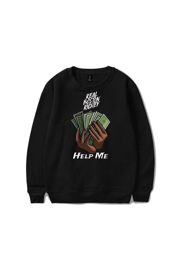 Real Boston Richey Merch Help Me Album Crewneck Sweatshirt Album Unisex Fashion Long Sleeve Top