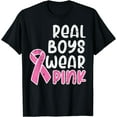 thumbnail image 1 of Real Boys Wear Pink Ribbon Cute Breast Cancer Awareness T-Shirt, 1 of 4