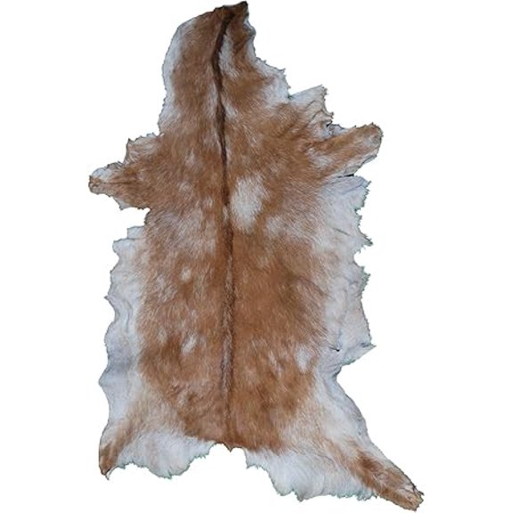 Real Brown and White Goat Hide Rug | Luxurious Hair-On Leather for Unique Rustic Accents
