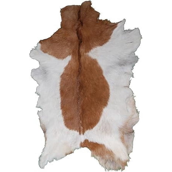 Real Brown and White Goat Hide Rug | Luxurious Hair-On Leather for Unique Rustic Accents