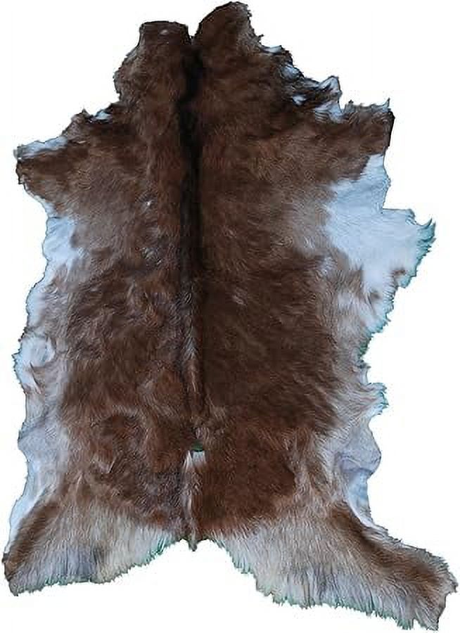 Real Brown and White Goat Hide Rug | Natural Hair-On Leather for Modern ...