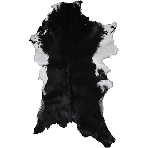 Real Brown and White Goat Hide Rug | Soft Hair-On Leather for Sophisticated Interior Decor