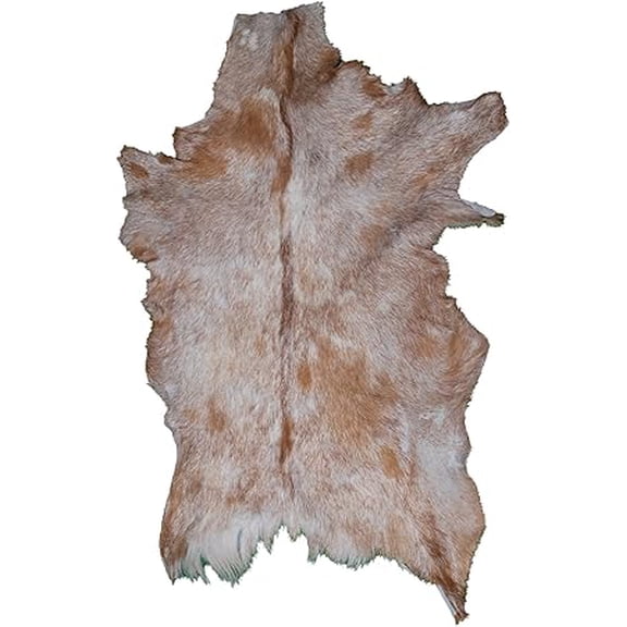 Real Brown and White Goat Hide Rug | Soft Hair-On Leather for Sophisticated Interior Decor