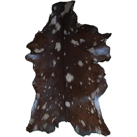 Real Brown and White Goat Skin Rug | Premium Hair-On Leather for Modern Rustic Decor