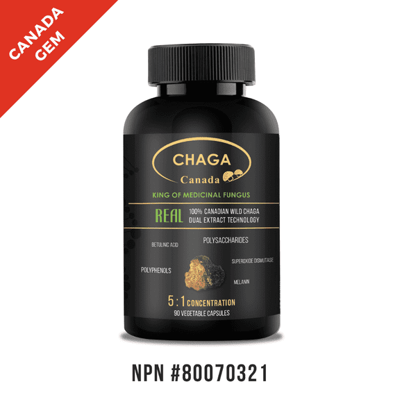 Real  Canada Gem  Dual-Extracted Wild Chaga Capsules