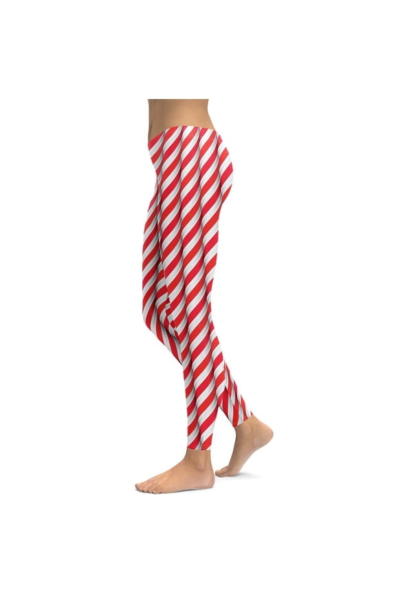 Real Candy Cane Leggings Size: M for Women | FIERCEPULSE