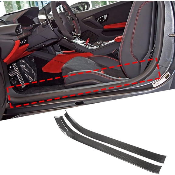 Real Carbon Fiber Car Inner Door Sill Panel Cover Decorative Protection Fit for Lamborghini Huracan 580 2014-2021 Car Interior Accessories 2 pcs