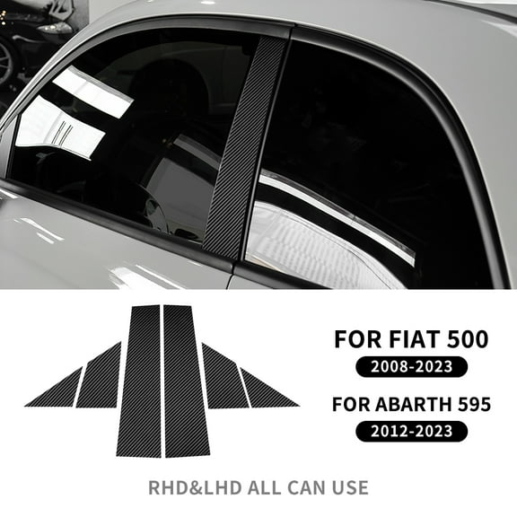 Real Carbon Fiber For Fiat 500 08-23 Abarth 595 2012-2016 2017 2018 2019 2020 2021 2022 2023 B Pillars Sticker Strip Protect.