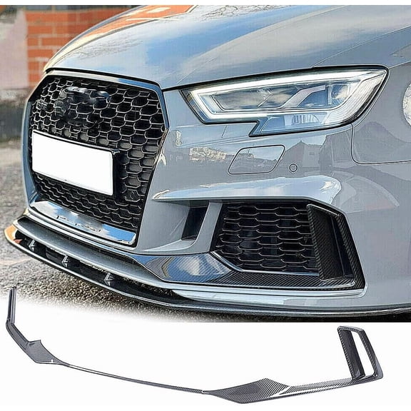 Real Carbon Fiber Front Bumper Vent Trim Fits for Audi RS3 Sedan 2017 2018 2019 Customized CF Air Fender Scoop Protector Canard Winglets Splitter Cover