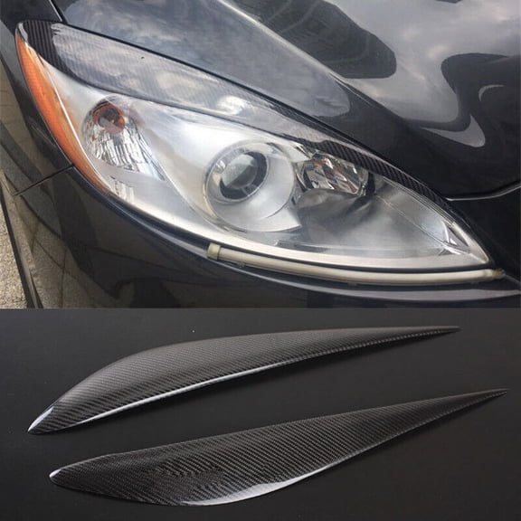 Real Carbon Fiber Headlight Eye Lid Eyebrow Cover Trim For Mazd10-2017 2pc