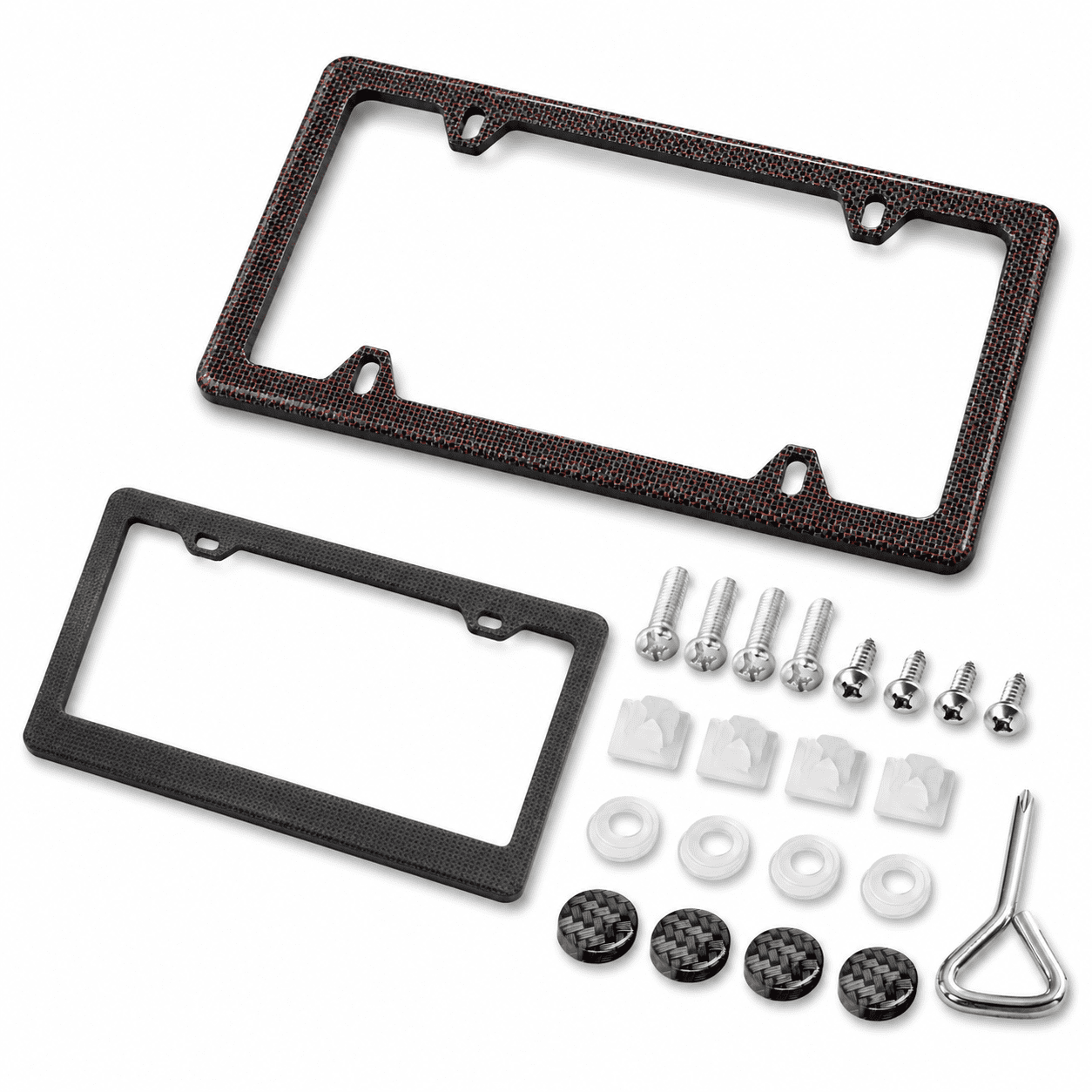 Real Carbon Fiber License Plate Frame Pure Black Holder Cover Hand-sewn ...