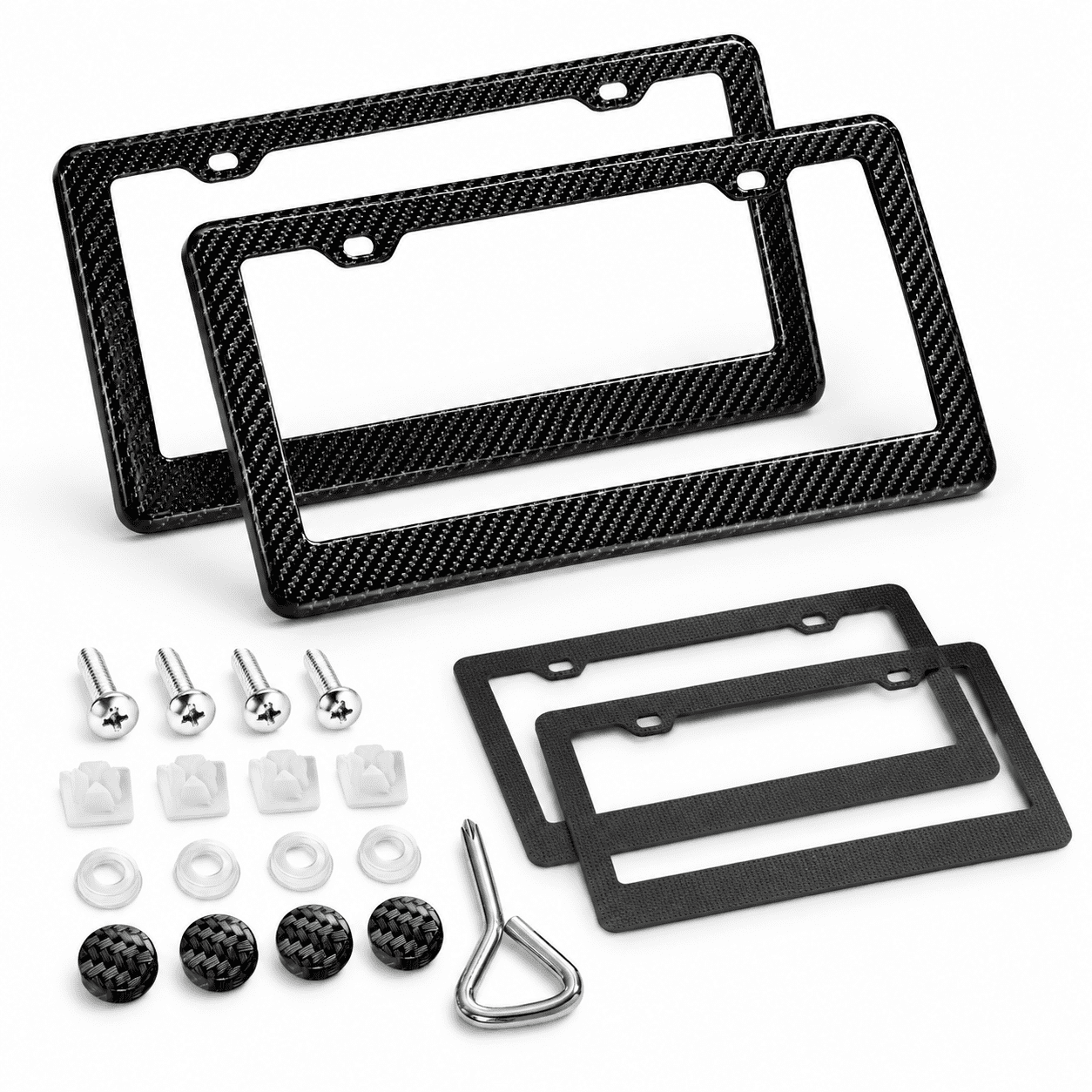 Real Carbon Fiber License Plate Frame Pure Black Holder Cover With ...