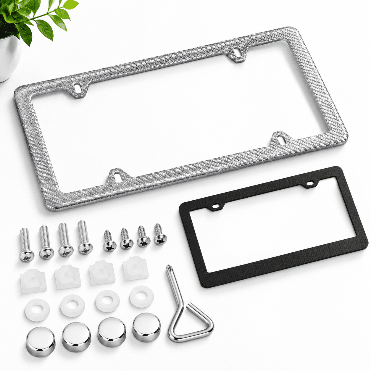 Real Carbon Fiber License Plate Frame Pure Black Holder Cover With ...