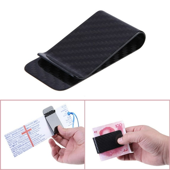 Real Carbon Fiber Money Clip Business Card Credit Card Cash Wallet Polished and Matte for Options