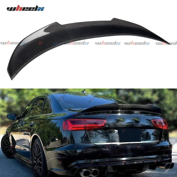 Real Carbon Fiber Rear Spoiler Compatible with 2012-2018 Audi A6 S6 C7 C7.5, PSM Style High Kick Duckbill Trunk Tail Deck Lid Wing Lip Ducktail Man Gift